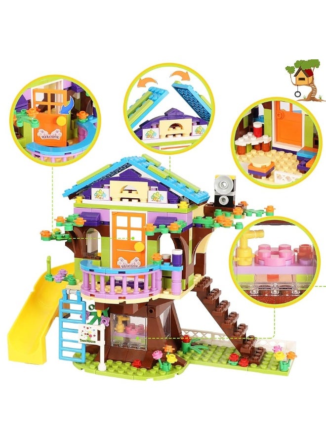 1556 Pieces Tree House Kith Happy Family Party Creative Building Toy Set for Kids - Portable Storage Box with Base Plates Lid - Best Learning and Roleplay Gifts for Boys Girls Ages 6-12