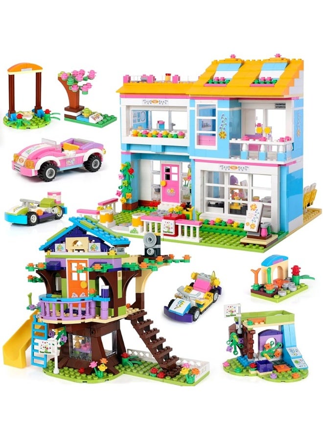 1556 Pieces Tree House Kith Happy Family Party Creative Building Toy Set for Kids - Portable Storage Box with Base Plates Lid - Best Learning and Roleplay Gifts for Boys Girls Ages 6-12