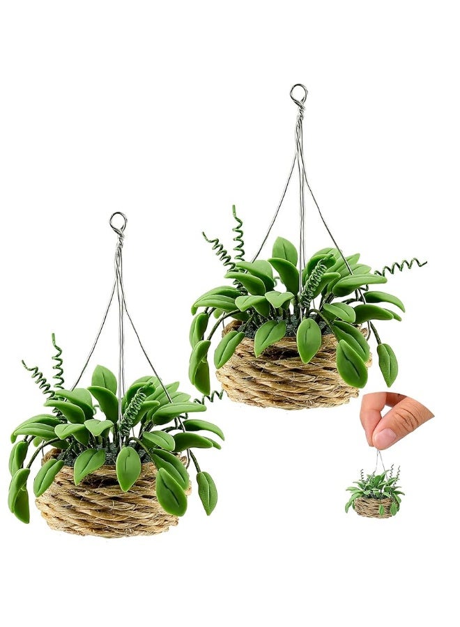 Skylety 2 Pieces 1:12 Miniature Dollhouse Plants Miniature Bonsai Plant Dollhouse Christmas Tree Mini Potted Plant Dollhouse Hanging Plant Pot Model for Toddlers Girls and Boys Toys DIY