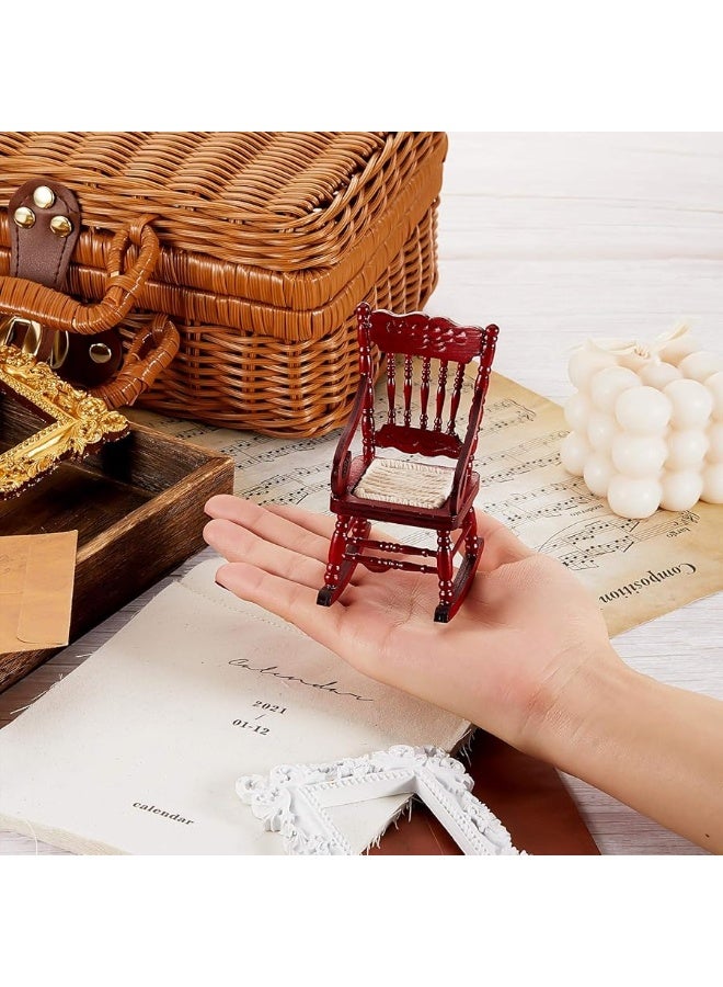 Sumind 2 Pieces Doll House Wooden Chairs 1:12 Christmas Dollhouse Model Chairs Mini Dollhouse Wooden Rocking Chairs for Dollhouse Accessories Furniture Decoration