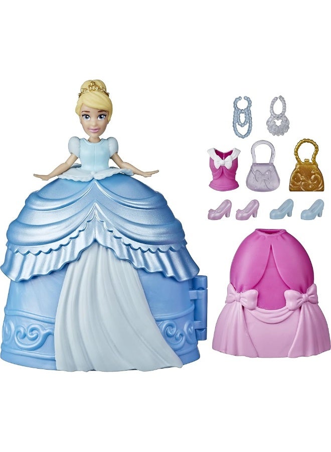 Disney Princess Secret Styles Fashion Surprise Cinderella Mini Doll Playset with Extra Clothes and Accessories Toy for Girls 4 and Up