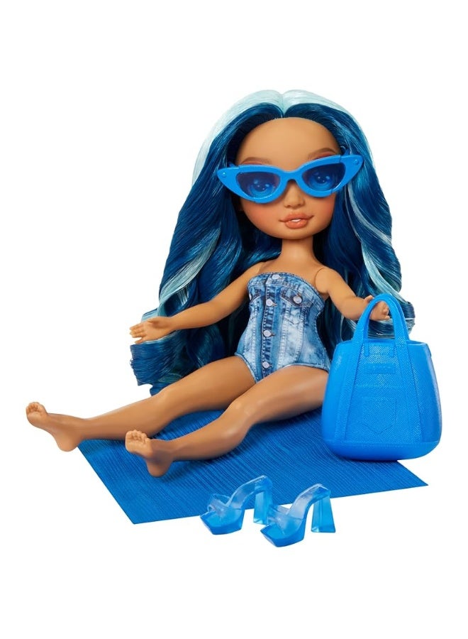 Rainbow High Swim  Style Skyler Blue 11 Fashion Doll with Shimmery Wrap to Style 10 Ways Removable Swimsuit Sandals Fun Play Accessories Great Toy Gift for Girls Kids Ages 412 Years