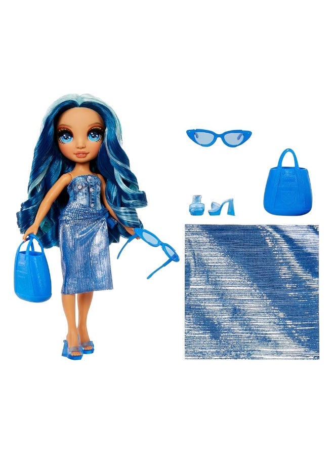 Rainbow High Swim  Style Skyler Blue 11 Fashion Doll with Shimmery Wrap to Style 10 Ways Removable Swimsuit Sandals Fun Play Accessories Great Toy Gift for Girls Kids Ages 412 Years