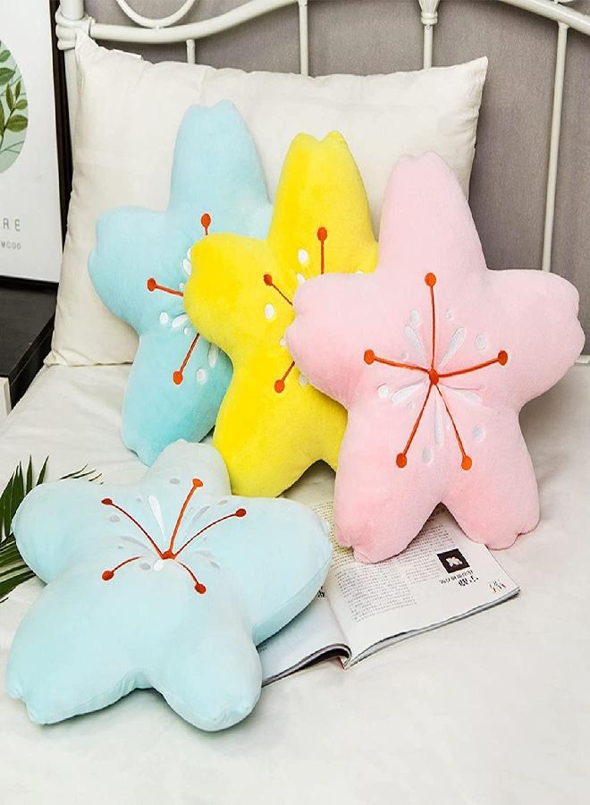 Cherry Blossom Pillow Plush Doll Toys,Beautiful Cute Cartoon Cherry Blossom Flower Star Stuffed Toy for Halloween Christmas Children's Day Birthday Gifts (17.7 Inch,Blue) (19.6 Inch,Pink)