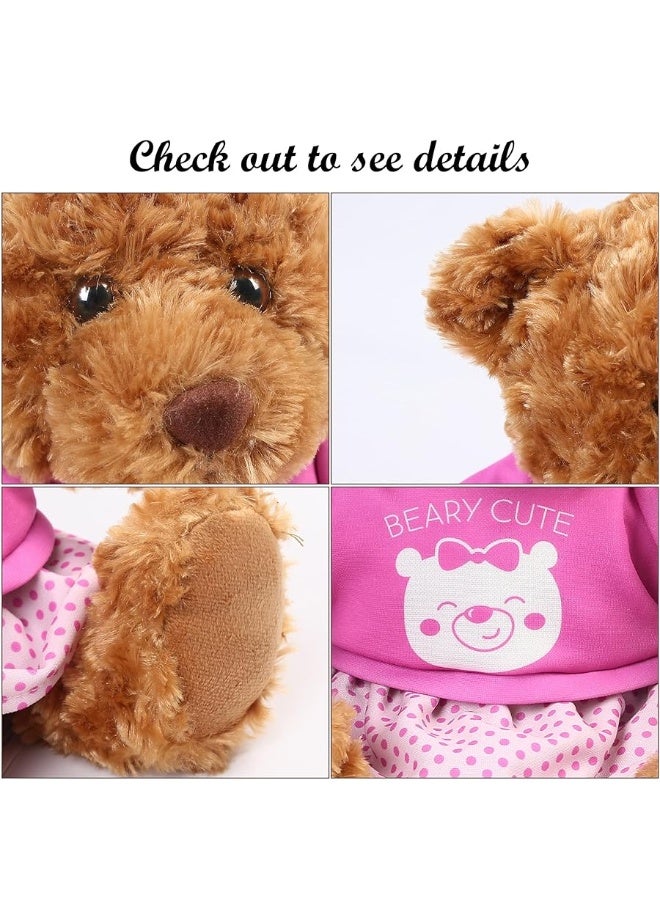 LotFancy Teddy Bear Stuffed Animal, with Removable Clothes, 10 inch Cute Baby Girl Bear Plush, with T-Shirt and Dress, Baby Shower Decoration, Gift Plushies