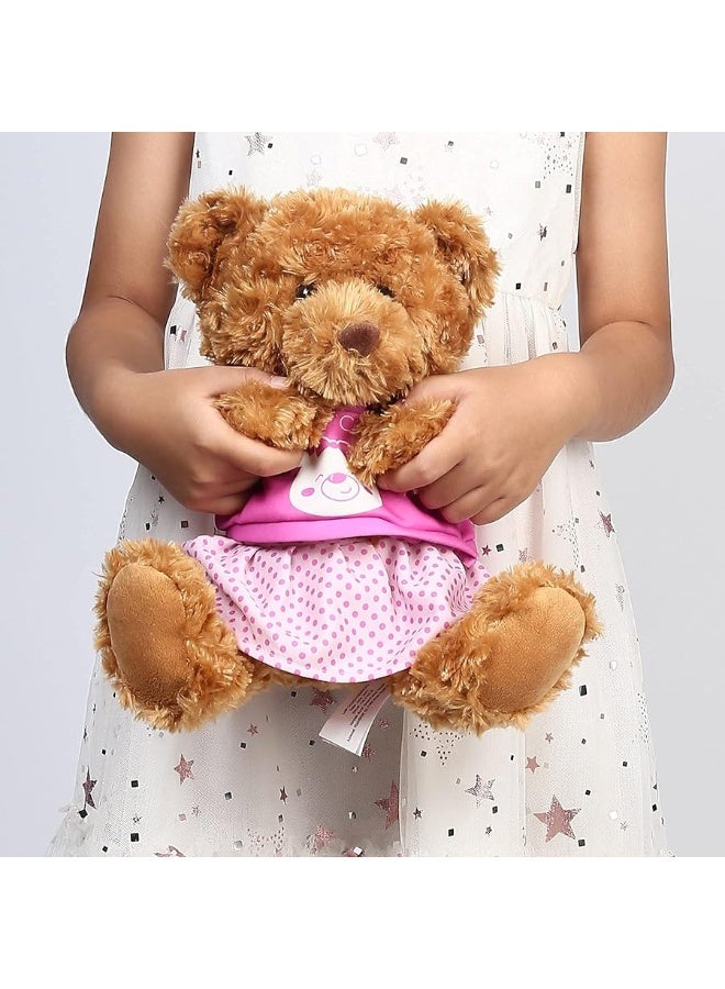 LotFancy Teddy Bear Stuffed Animal, with Removable Clothes, 10 inch Cute Baby Girl Bear Plush, with T-Shirt and Dress, Baby Shower Decoration, Gift Plushies