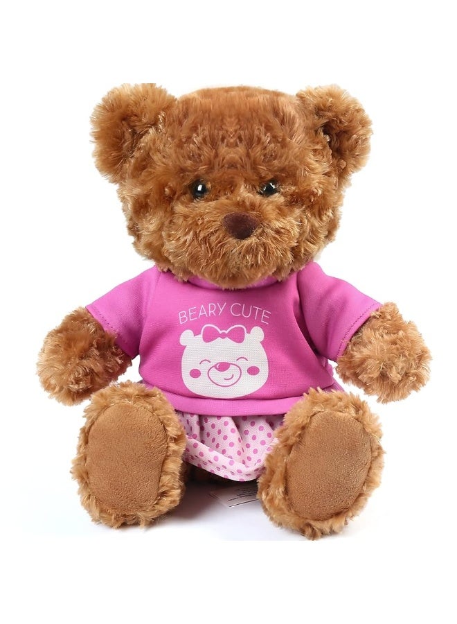 LotFancy Teddy Bear Stuffed Animal, with Removable Clothes, 10 inch Cute Baby Girl Bear Plush, with T-Shirt and Dress, Baby Shower Decoration, Gift Plushies