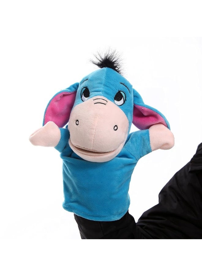 BETTERLINE 5-Piece Set Animal Hand Puppets with Open Movable Mouth/Zoo, Safari, Farm, Jungle/Cow, Duck, Brown Dog, Frog and Donkey