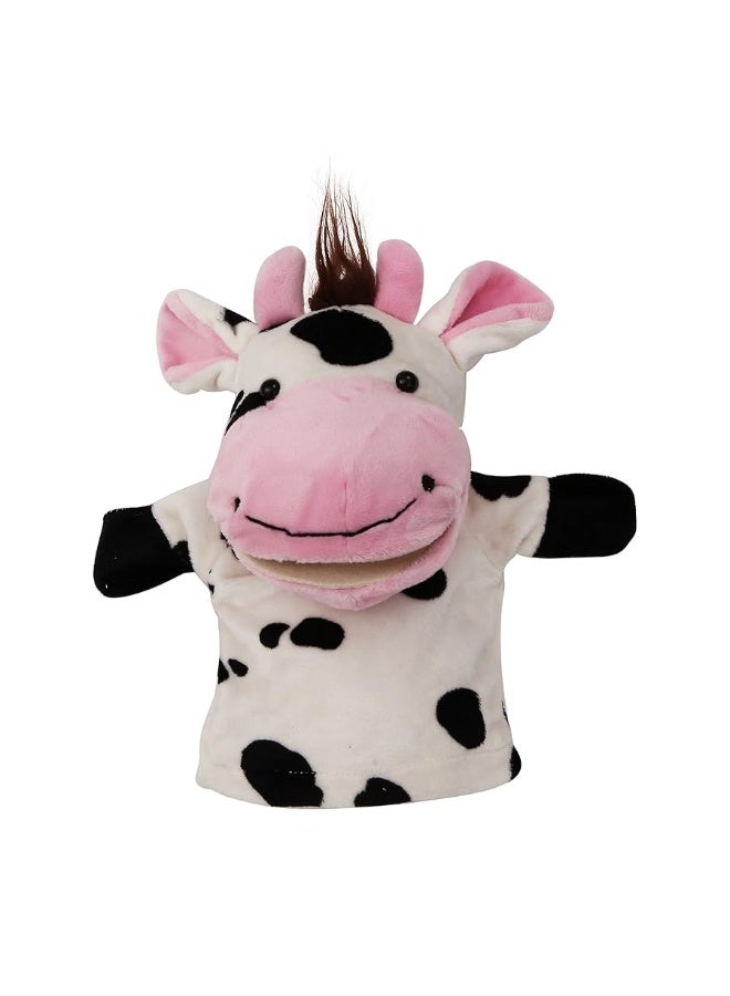 BETTERLINE 5-Piece Set Animal Hand Puppets with Open Movable Mouth/Zoo, Safari, Farm, Jungle/Cow, Duck, Brown Dog, Frog and Donkey