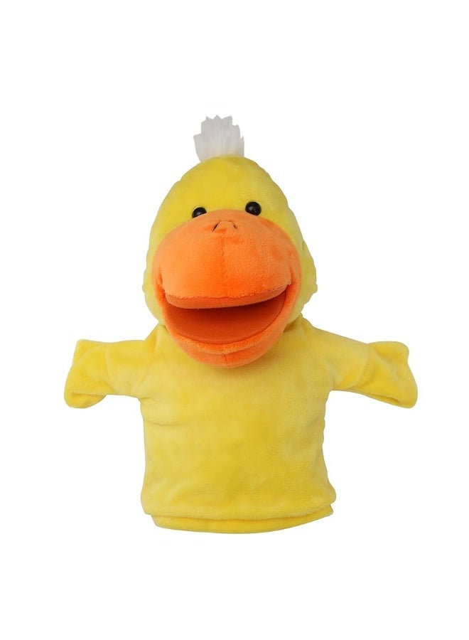 BETTERLINE 5-Piece Set Animal Hand Puppets with Open Movable Mouth/Zoo, Safari, Farm, Jungle/Cow, Duck, Brown Dog, Frog and Donkey