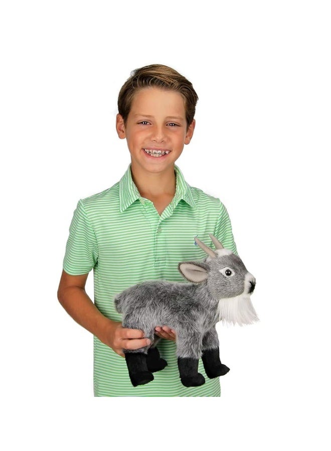 Bearington Garret Plush Gray Goat Stuffed Animal, 12 Inches