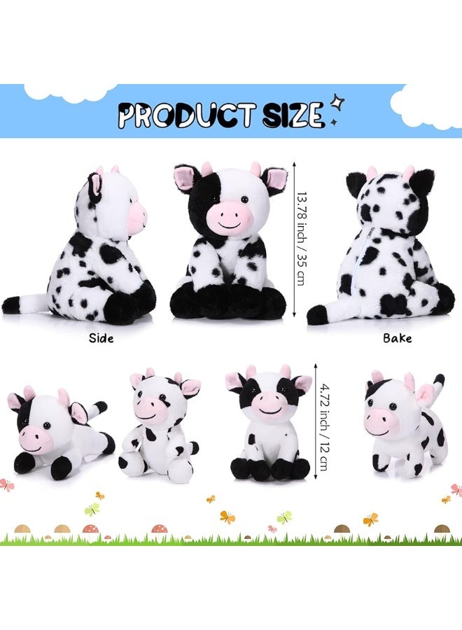 Sumind 5 Pcs Cow Plush Animals Set Mommy Cow Stuffed Animal with 4 Baby Cute Cows in Her Tummy for Kids Birthday Children's Day Graduation Gifts Baby Shower Party Decor Favors