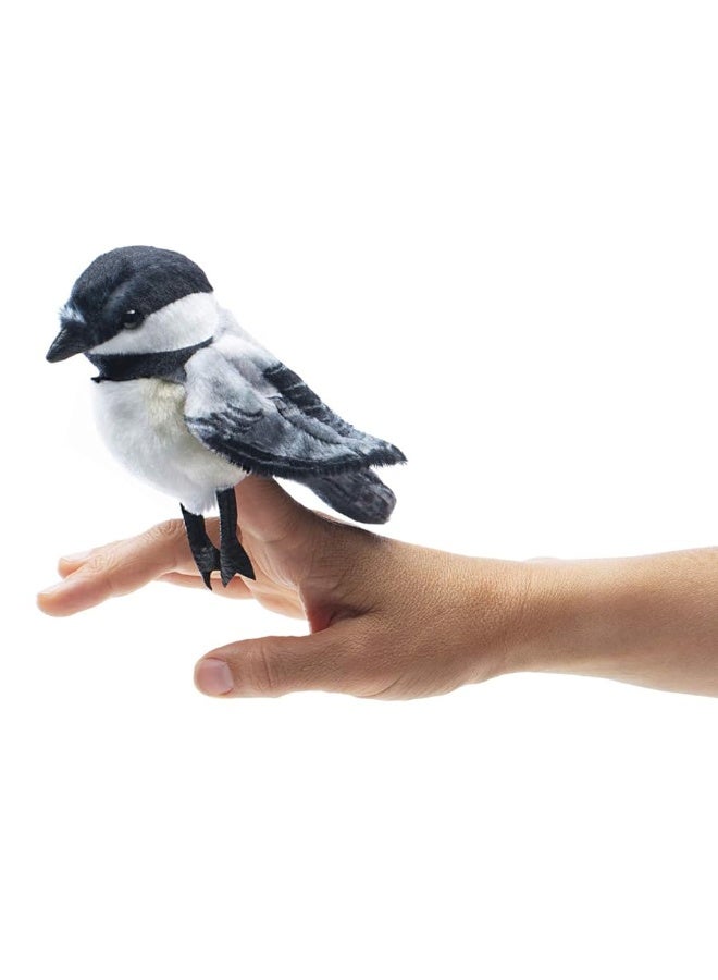 Folkmanis Mini Chickadee Finger Puppet, White; Black;gray