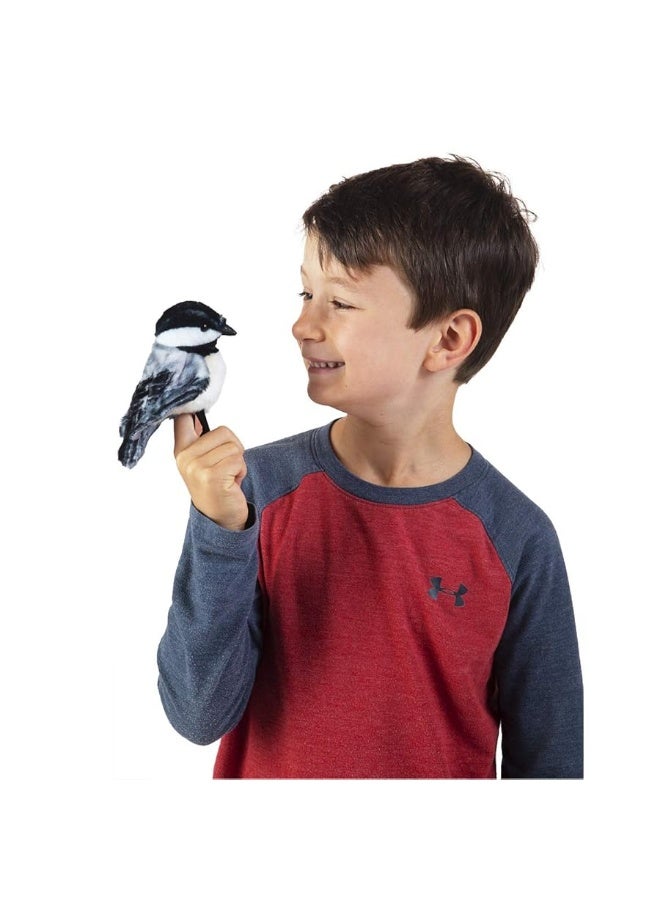 Folkmanis Mini Chickadee Finger Puppet, White; Black;gray