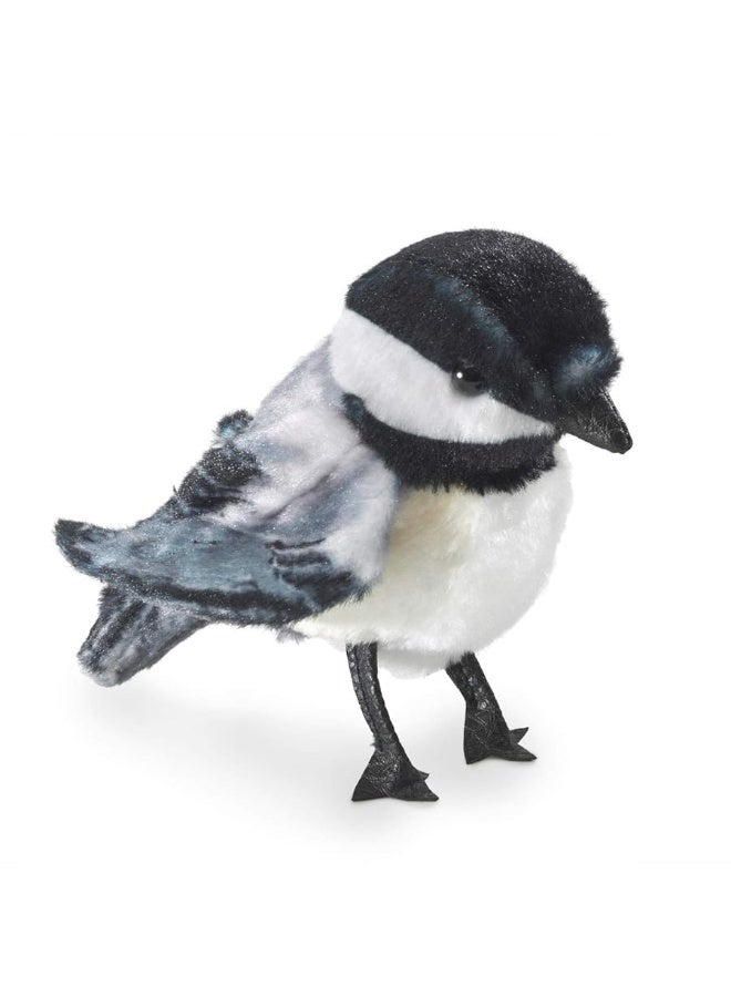 Folkmanis Mini Chickadee Finger Puppet, White; Black;gray