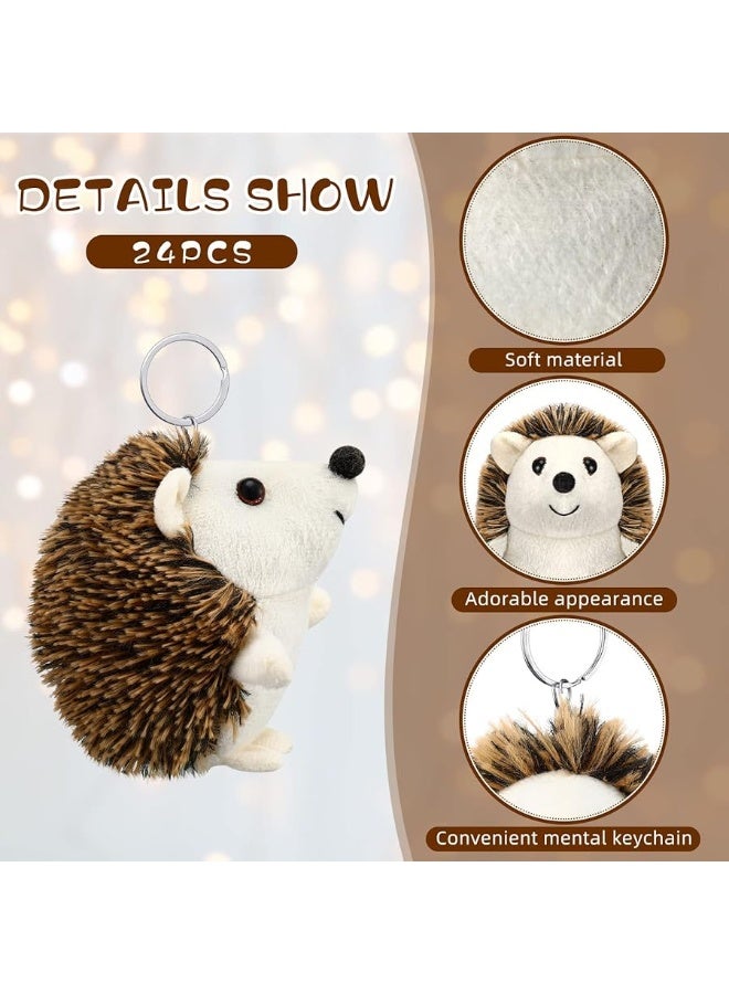 Mini Hedgehog Toy Bulk Plush Stuffed Animal 4 Inch Small Hedgehog Party Favor Decoration DIY Keychain Accessories Kid Children Classroom First Day of School Gifts for Baby Shower Birthday (24 Pcs)