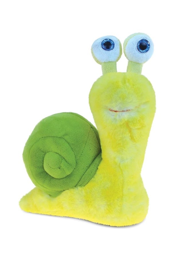 DolliBu Plush Snail Stuffed Animal - Soft Plush Huggable Big Eyes Yellow Snail, Adorable Playtime Land Snail Plush Toy, Cute Wild Life Cuddle Gifts for Kids & Adults - 9 Inch