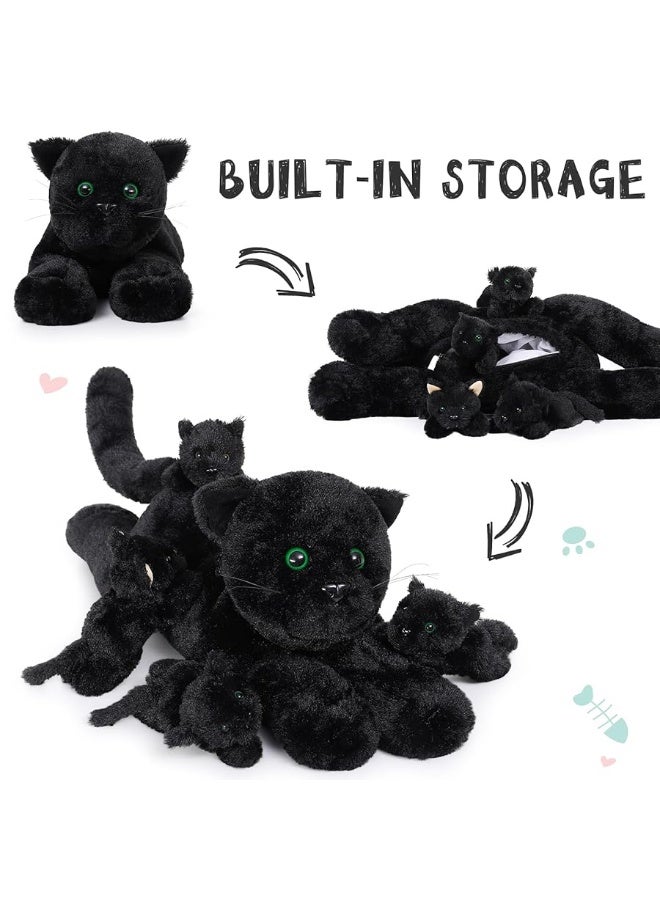 MaoGoLan 5Pcs Black Cat Plush with 4 Babies Inside - 20