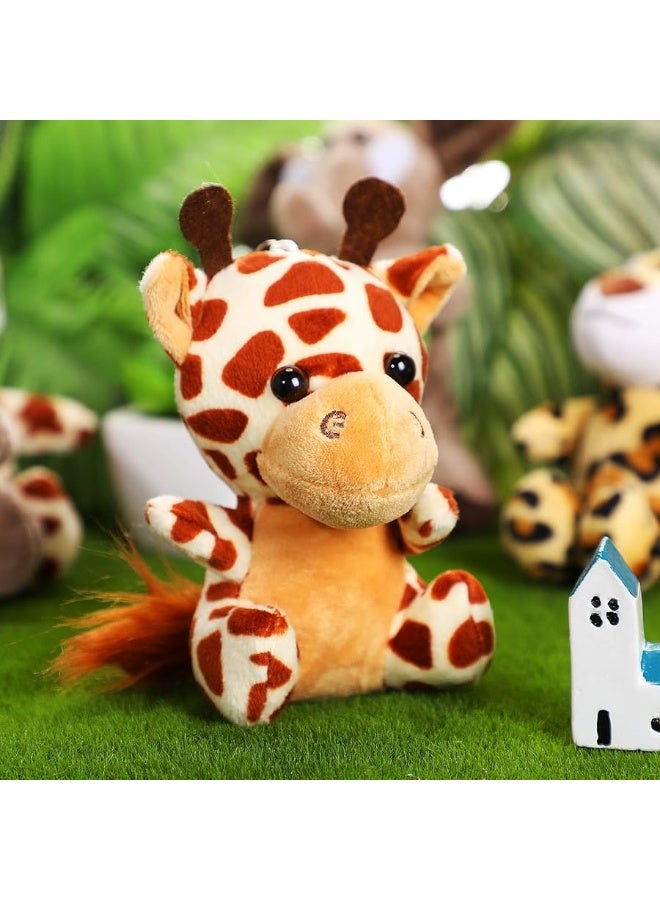 12 Pieces Mini Stuffed Forest Animals Jungle Animal Plush Toys in 48 Inch Cute Plush Elephant Lion Giraffe Tiger Plush for Animal Themed Parties Student Achievement Award Sitting