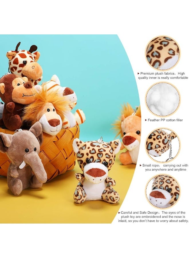 12 Pieces Mini Stuffed Forest Animals Jungle Animal Plush Toys in 48 Inch Cute Plush Elephant Lion Giraffe Tiger Plush for Animal Themed Parties Student Achievement Award Sitting