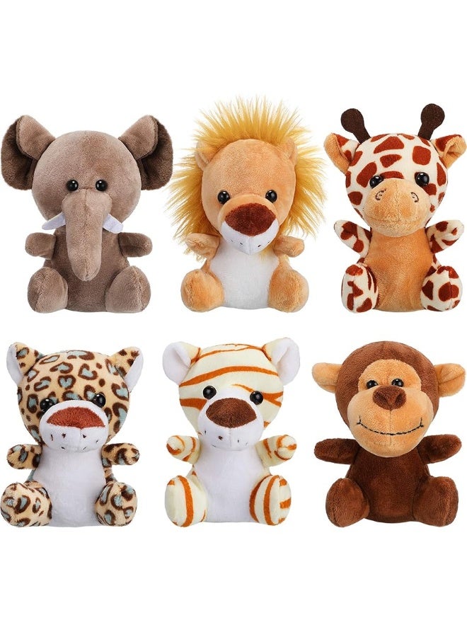 12 Pieces Mini Stuffed Forest Animals Jungle Animal Plush Toys in 48 Inch Cute Plush Elephant Lion Giraffe Tiger Plush for Animal Themed Parties Student Achievement Award Sitting