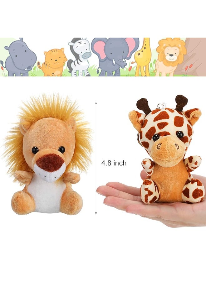 12 Pieces Mini Stuffed Forest Animals Jungle Animal Plush Toys in 48 Inch Cute Plush Elephant Lion Giraffe Tiger Plush for Animal Themed Parties Student Achievement Award Sitting