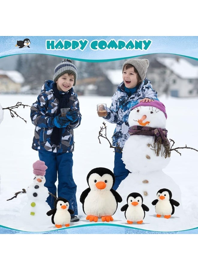 Zubebe 4 Pcs Penguin Stuffed Animal Set Cute Stuffed Animal Peguin Family Plush Toy Soft Cute Cuddly Toys for Kids Birthday Gifts, Boys and Girls Christmas Decor (Penguin Style)