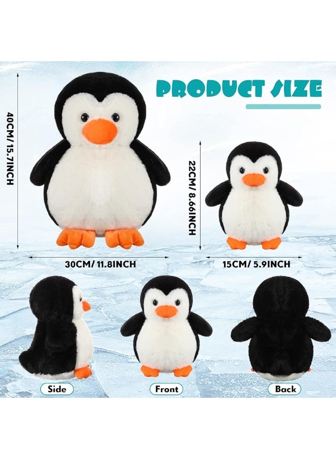 Zubebe 4 Pcs Penguin Stuffed Animal Set Cute Stuffed Animal Peguin Family Plush Toy Soft Cute Cuddly Toys for Kids Birthday Gifts, Boys and Girls Christmas Decor (Penguin Style)