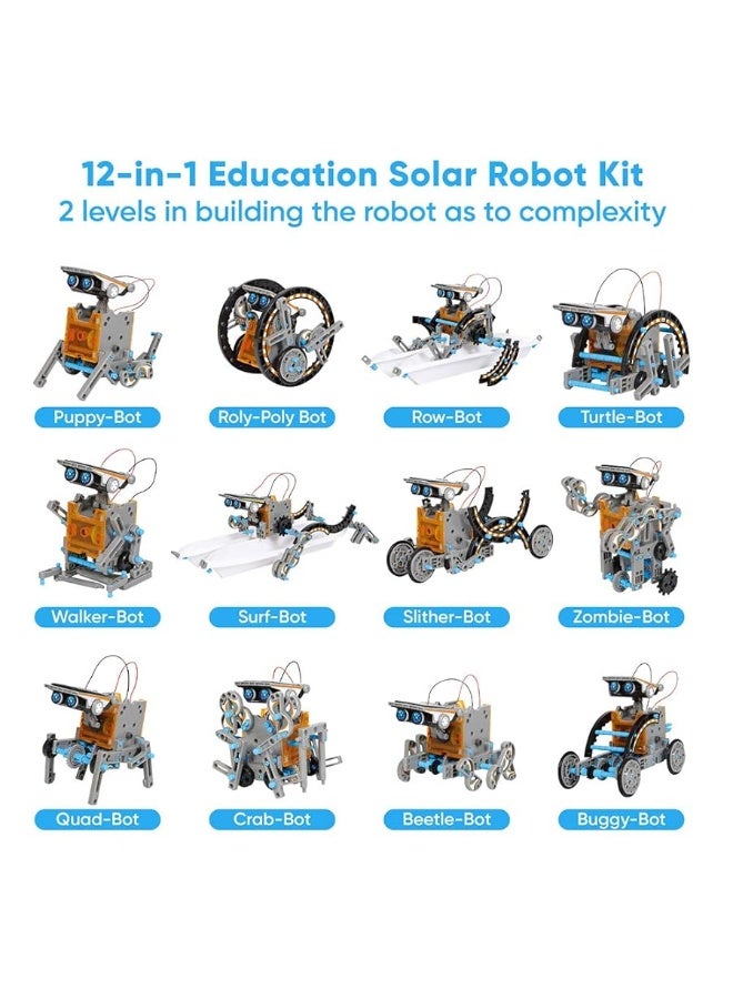 Sillbird STEM 12-in-1 Education Solar Robot Toys for Boys Ages 8-13, DIY Building Science Experiment Kit Birthday Gifts for Kids 8 9 10 11 12 13 Years Old, Solar Powered by The Sun