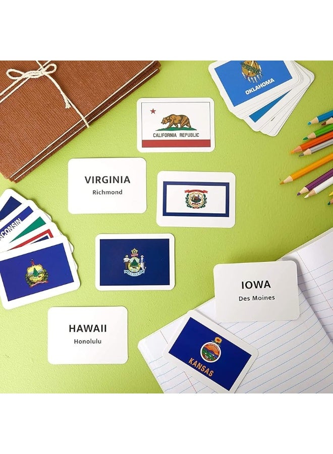 50 US States and Capitals Flash Cards for Kids 25 x 35 In