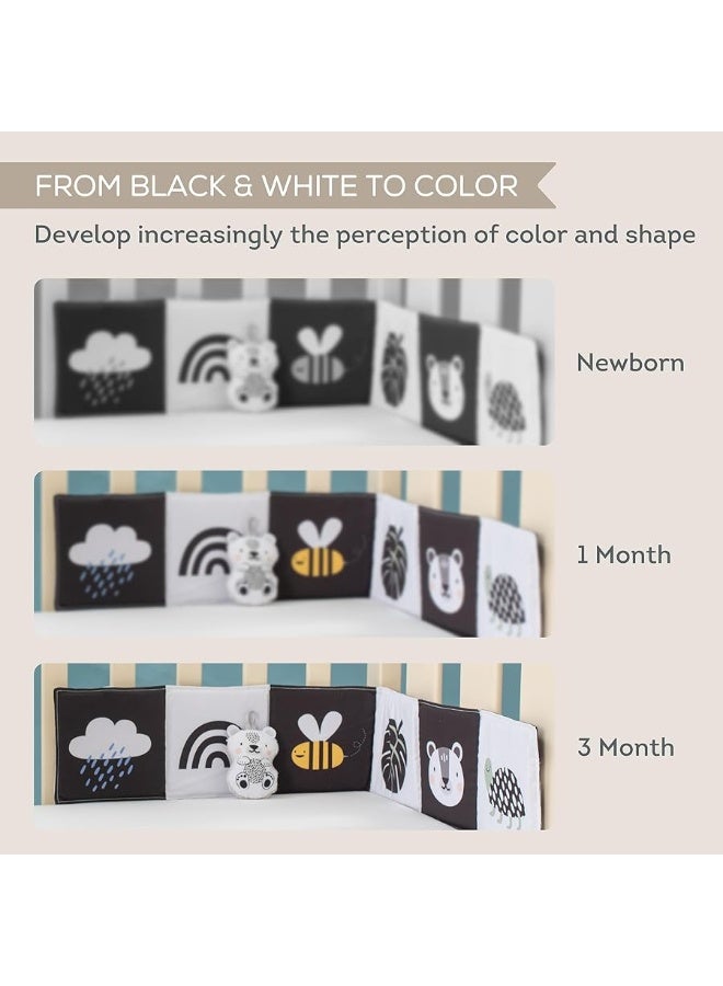 Taf Toys Newborn Soft Activity Book Black & White High Contrast Baby Book Infant Sensory Toys Tummy Time Soft Cloth Books for Babies Textured Fabric Crinkling Shapes Patterns 0-12 Months Newborn Toys