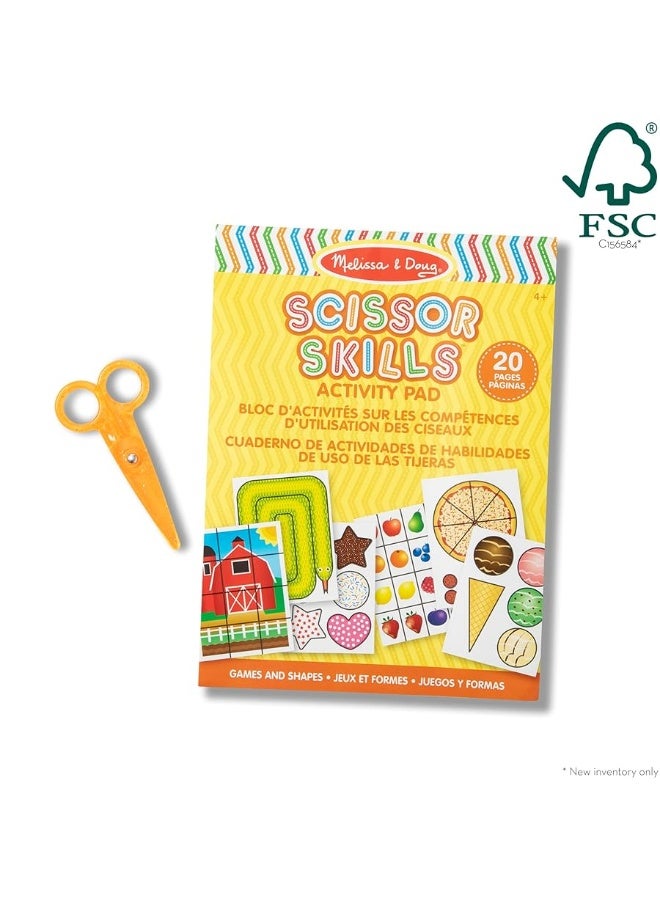 Melissa & Doug Scissor Skills Activity Book With Pair of Child-Safe Scissors (20 Pages) - FSC Certified