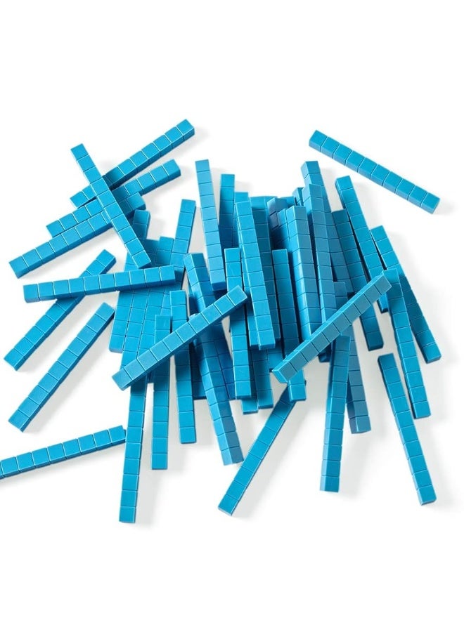 hand2mind Blue Plastic Base Ten Blocks Rods Set, Place Value Blocks, Counting Cubes for Kids Math, Base Ten Blocks Classroom Set, Math Blocks Kindergarten, Base 10 Math Manipulatives (Set of 50)