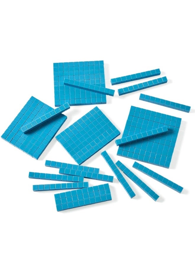 hand2mind Blue Plastic Base Ten Blocks Rods Set, Place Value Blocks, Counting Cubes for Kids Math, Base Ten Blocks Classroom Set, Math Blocks Kindergarten, Base 10 Math Manipulatives (Set of 50)