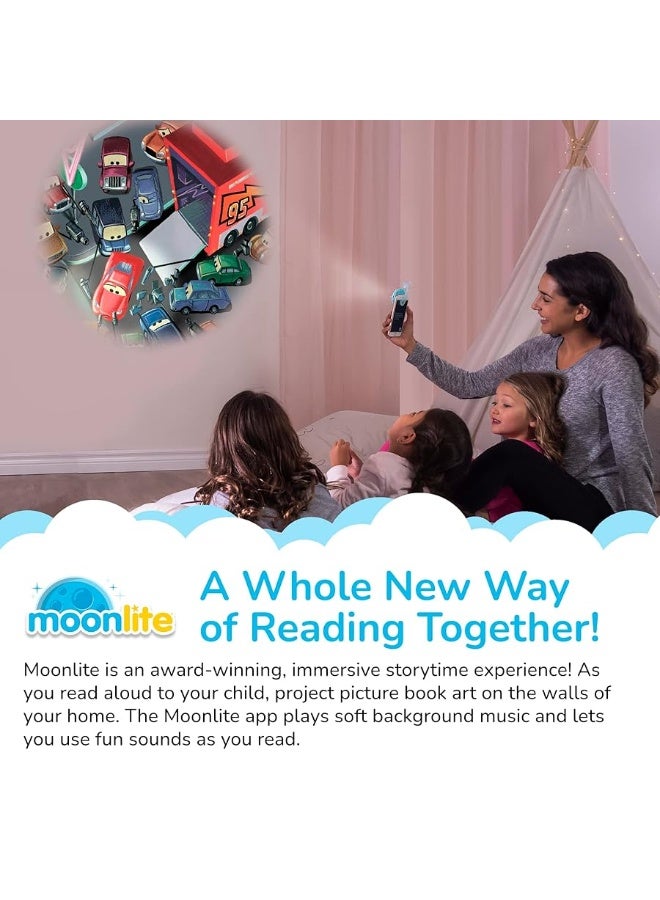 Moonlite Storytime Cars Storybook Reel, A Magical Way to Read Together, Digital Story for Projector, Fun Sound Effects, Learning Gifts for Kids Ages 1 Year and Up