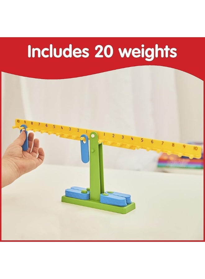 edxeducation Student Math Balance - In Home Learning Manipulative for Early Math and Number Concepts - Includes 20 Weights - Beginner Addition, Subtraction and Equations