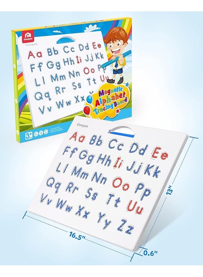 Coogam Magnetic Letters Practicing Board, Magnets Tracing ABC Alphabet Board Learning to Write Uppercase&Lowercase Educational Toy Fine Motor Montessori Gift for 3 4 5 Years Old Preschool Kids