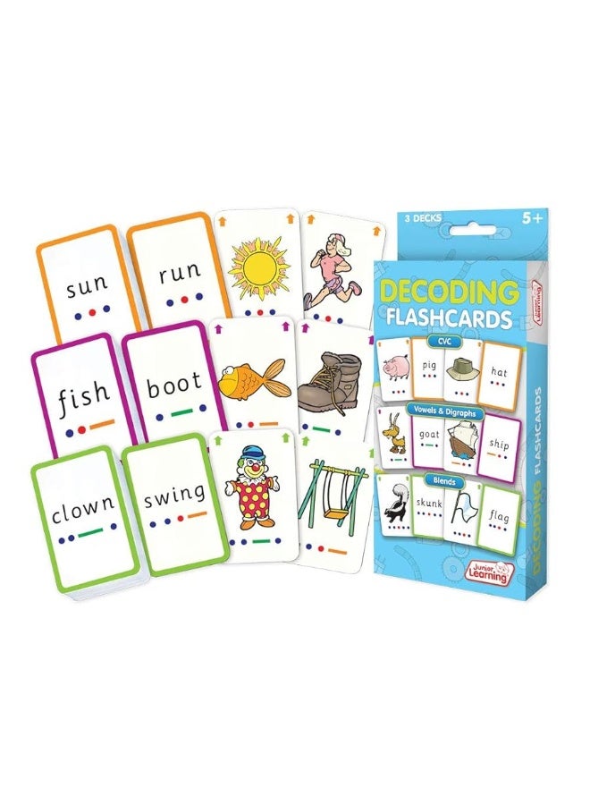 Junior Learning Decoding Flashcards, 162 Cards, Ages 5+, Language & Decoding, K-1