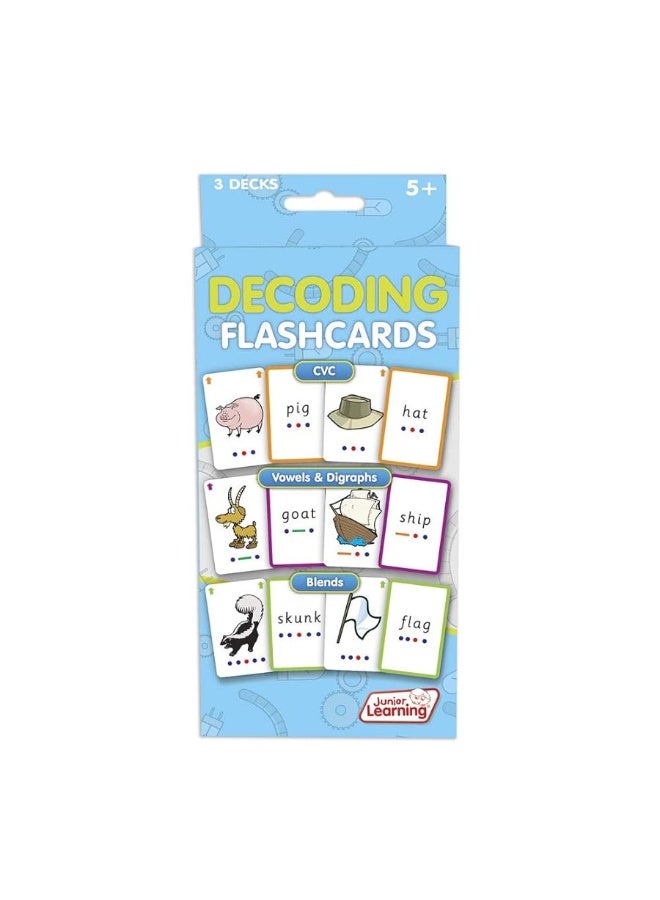 Junior Learning Decoding Flashcards, 162 Cards, Ages 5+, Language & Decoding, K-1