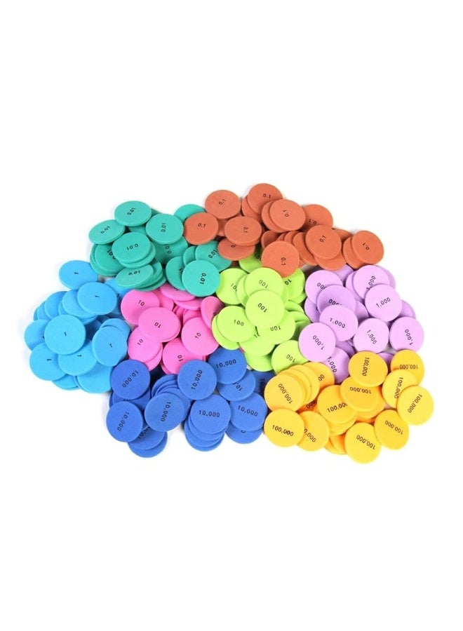 hand2mind Soft Foam Place Value Disks 8 Values, Counting Chips for Kids, Math Counters Kindergarten, Math Teacher Supplies, Base 10 Math Manipulatives for Elementary School (Pack of 200)