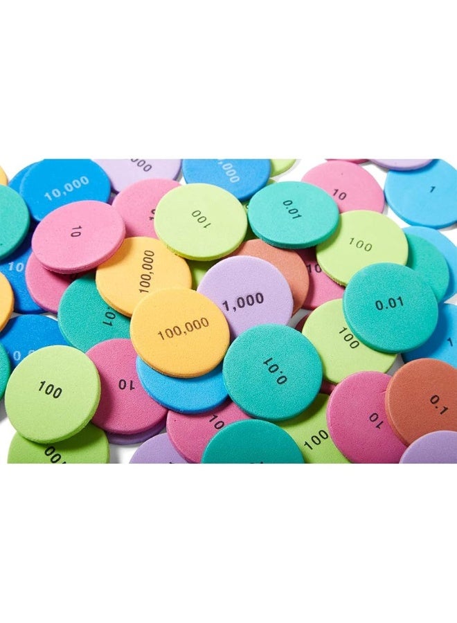 hand2mind Soft Foam Place Value Disks 8 Values, Counting Chips for Kids, Math Counters Kindergarten, Math Teacher Supplies, Base 10 Math Manipulatives for Elementary School (Pack of 200)