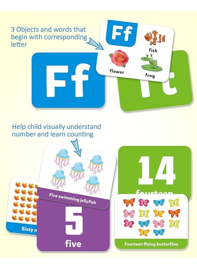 Coogam Sight Words Learning Flashcards for Toddlers, 101Pcs ABC Alphabet Math Numbers Vocabulary Flashcards Counting Word Educational Toy for Preschool Kids 3 4 5 Year Old