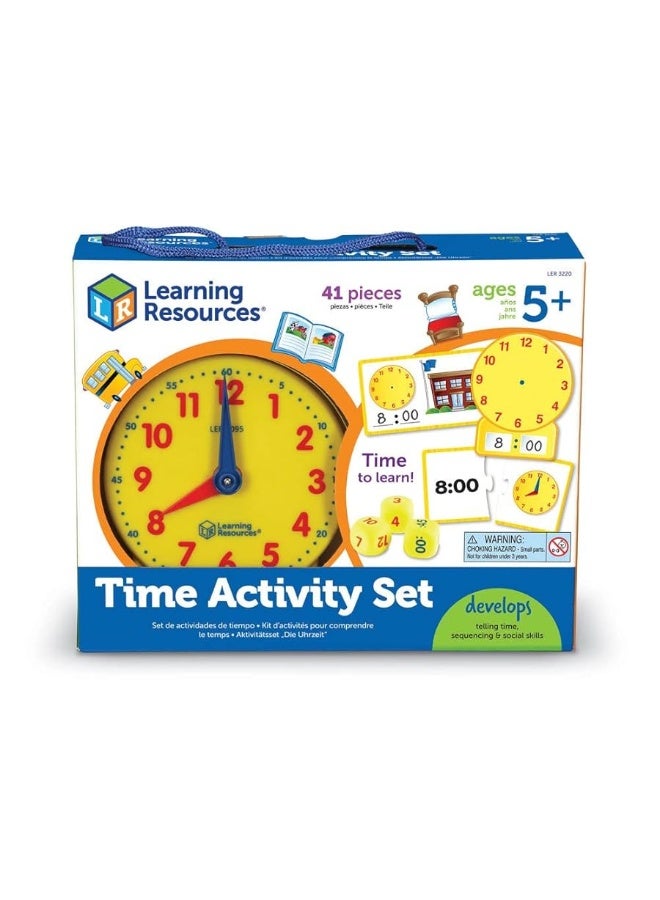 Learning Resources Time Activity Set - 41 Pieces, Ages 5+,Clock for Teaching Time, Telling Time, Homeschool Supplies, Montessori Clock