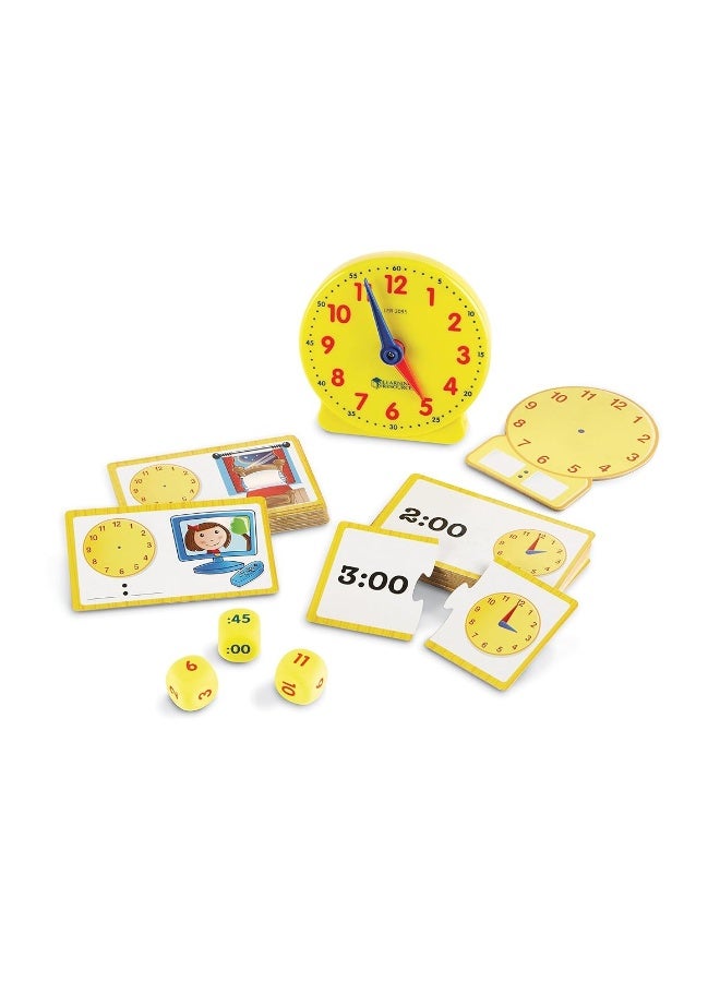 Learning Resources Time Activity Set - 41 Pieces, Ages 5+,Clock for Teaching Time, Telling Time, Homeschool Supplies, Montessori Clock