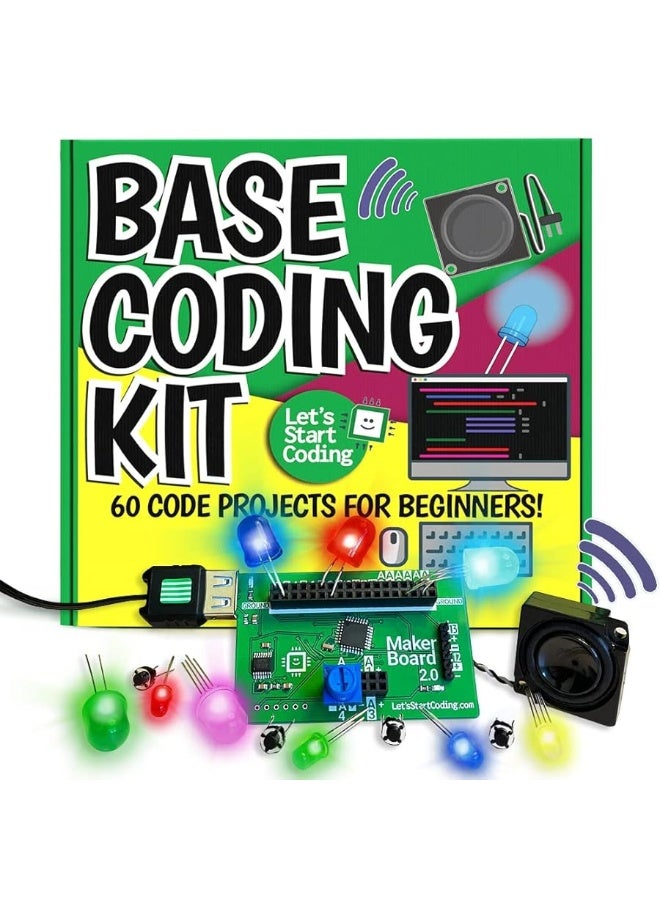 Base Kit Computer Coding Game for Kids 8-12+ and Teens to Learn Code & Electronics. Great STEM Gift for Boys & Girls for Real C++ Coding with Over 60 Projects Included.