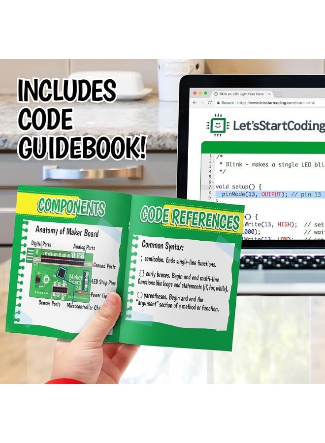 Base Kit Computer Coding Game for Kids 8-12+ and Teens to Learn Code & Electronics. Great STEM Gift for Boys & Girls for Real C++ Coding with Over 60 Projects Included.