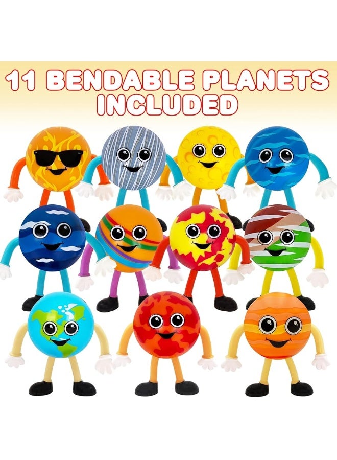 ArtCreativity Bendable Planets (Set of 11) Bendable Planet Toys for Kids, Outer Space Party Favors for Boys & Girls, Stress Relief Fidget Toy, Educational Toys for Kids, Goodie Bag Stuffers