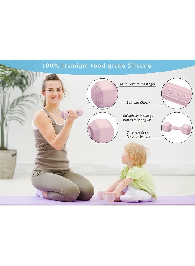 Baby Dumbbell Toy - Silicone Infant Rattle Teething Toy Teether Toddler Sensory Toy Durable Safe Exercises Workout Weight - Great Gift for Girls and Boys (1pcs - Black)