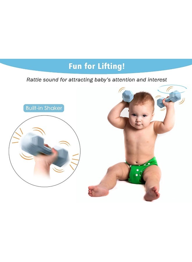 Baby Dumbbell Toy - Silicone Infant Rattle Teething Toy Teether Toddler Sensory Toy Durable Safe Exercises Workout Weight - Great Gift for Girls and Boys (1pcs - Black)