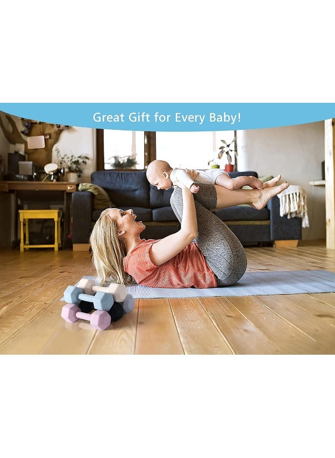 Baby Dumbbell Toy - Silicone Infant Rattle Teething Toy Teether Toddler Sensory Toy Durable Safe Exercises Workout Weight - Great Gift for Girls and Boys (1pcs - Black)